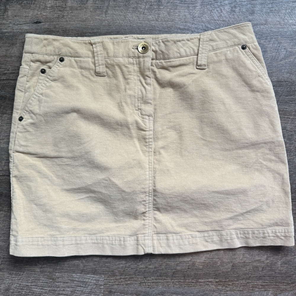Vineyard Vines Corduroy Skirt Pockets Beige Womens Sz  8 Cotton‎ Spandex Stretch